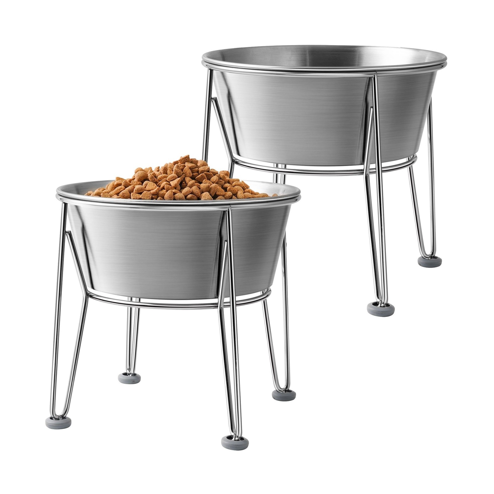 Wellbro Elevated Dog Bowls for Large & Medium Dogs – Stainless Steel 64oz/8 C…