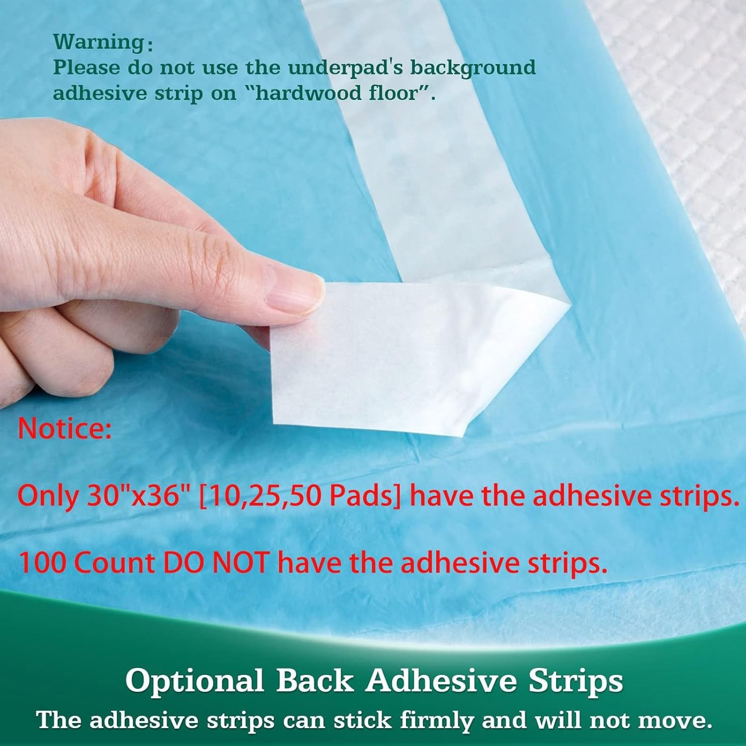 50 Count Bed Pads with Adhesive Strip 30″x36″ Thicken 30×36 (50 Count), Blue