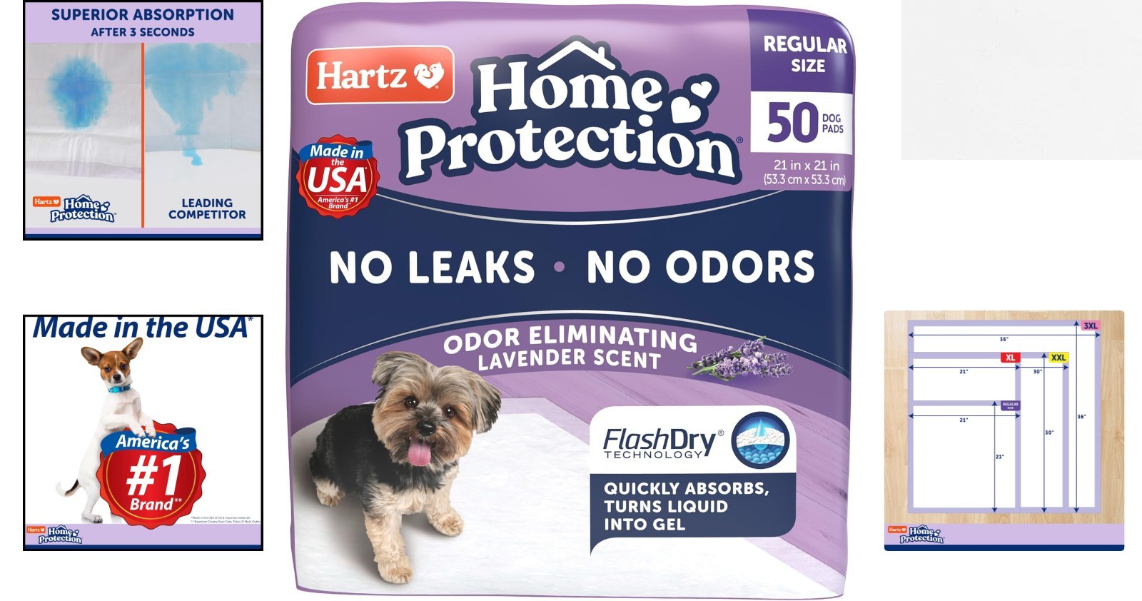 Home Protection Lavender Scented Dog Pads – 50 Count, Leak Proof & Odor Elimi…