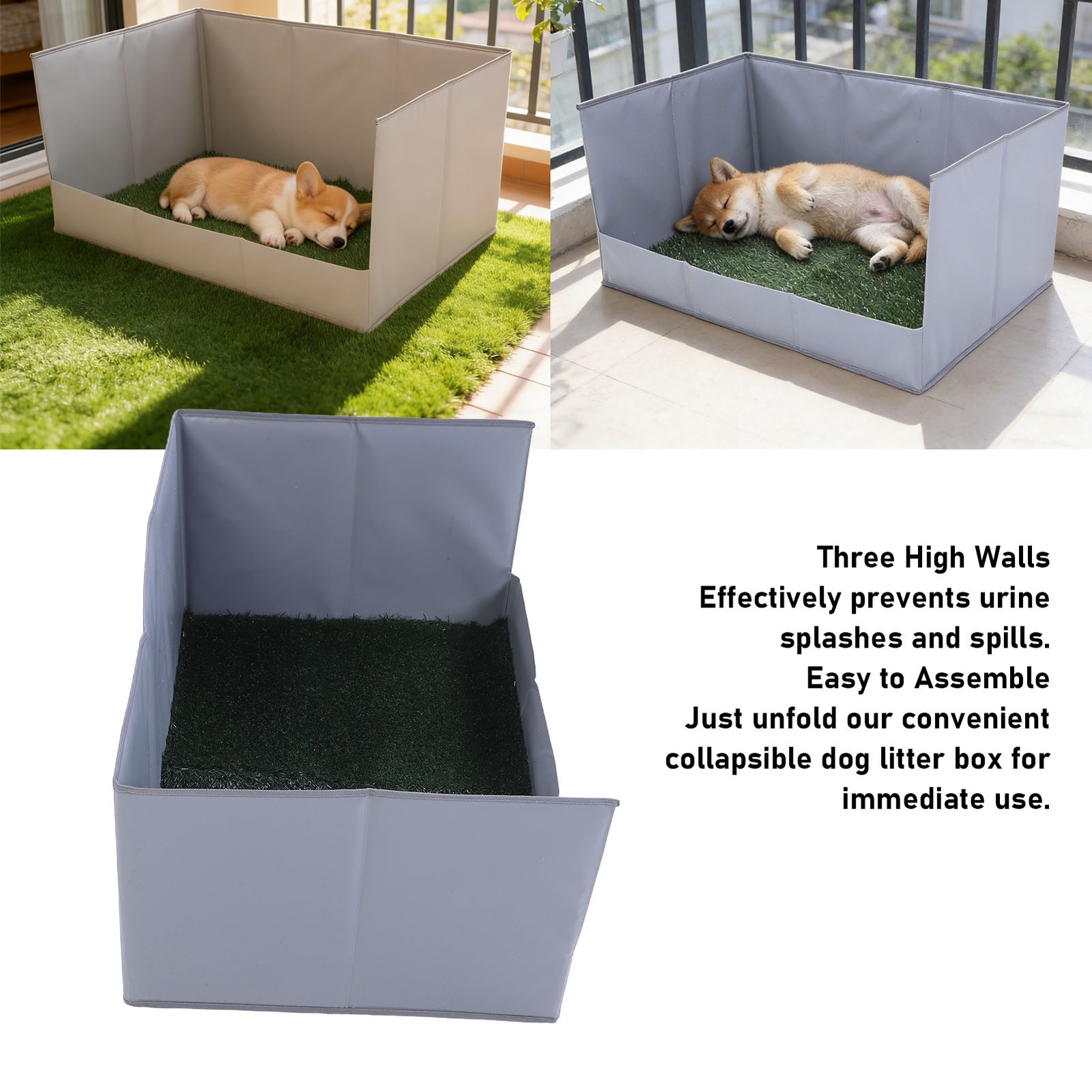 Dog Grass Pad With Tray Easy Cleaning Artificial Grass Foldable Dog Litter ZCFA