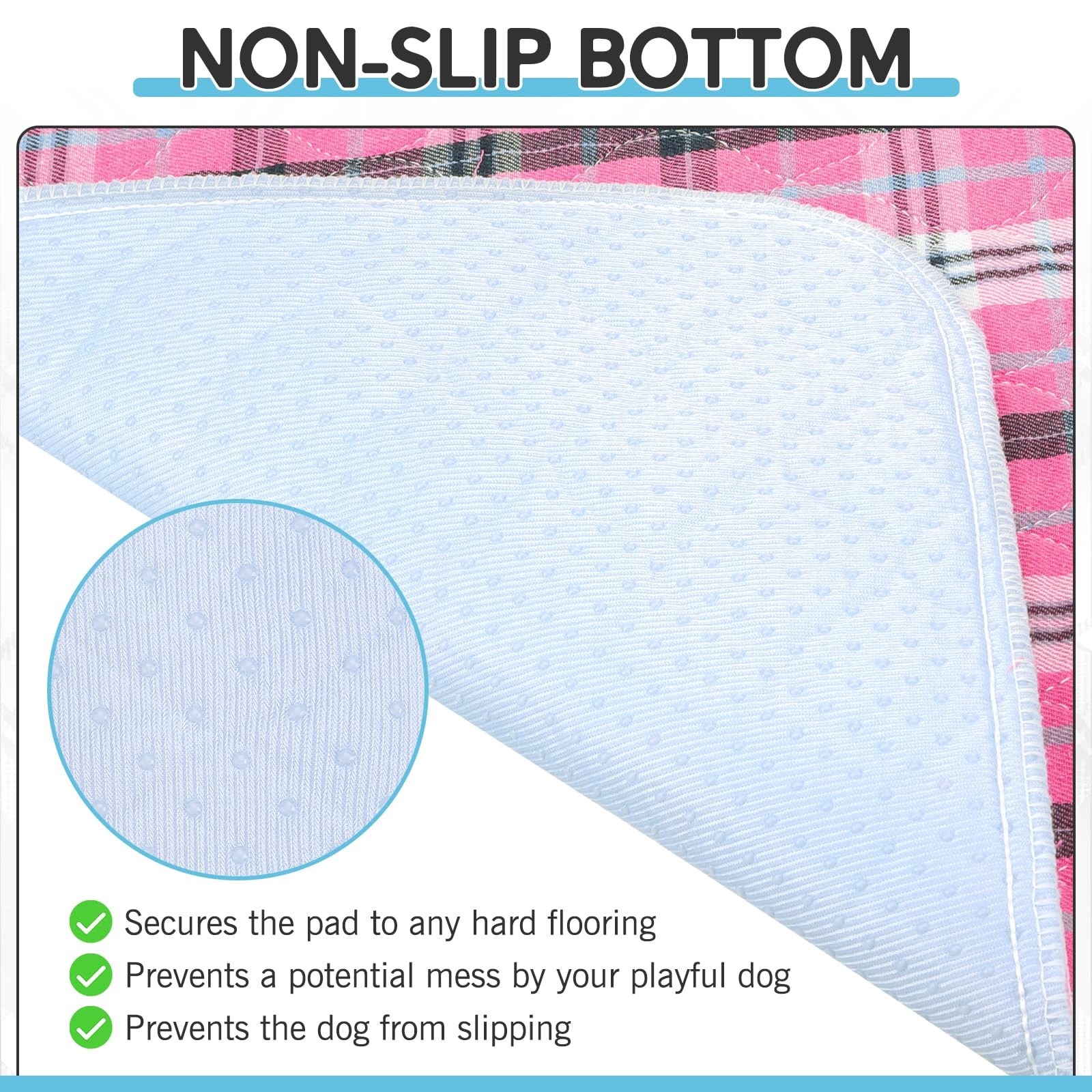 Washable Pee Pads 24″x36″ Non-Slip 4PCS – Reusable Dog Potty Training