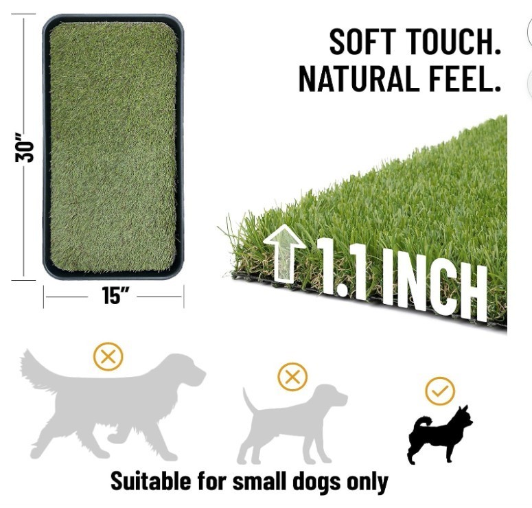 Artificial Grass Puppy Potty Training Pad with Tray – 15″x30″ Reusable Solution