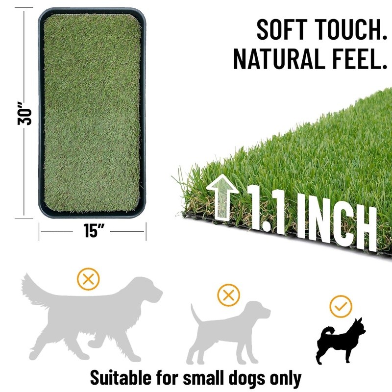 Dog Grass Pee Pad W/ Tray Indoor Training Washable Easy Clean Up Solution New