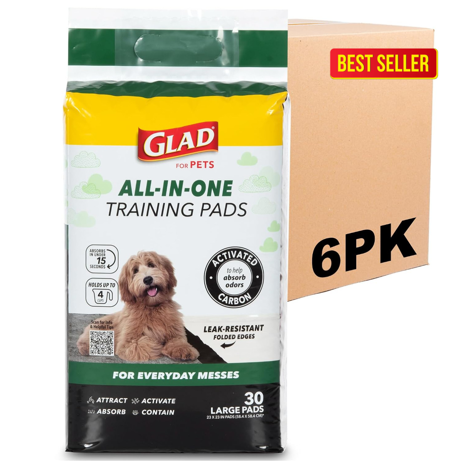 Glad Pet Pads 23×23 In Leak Proof Odor Control Potty Training
