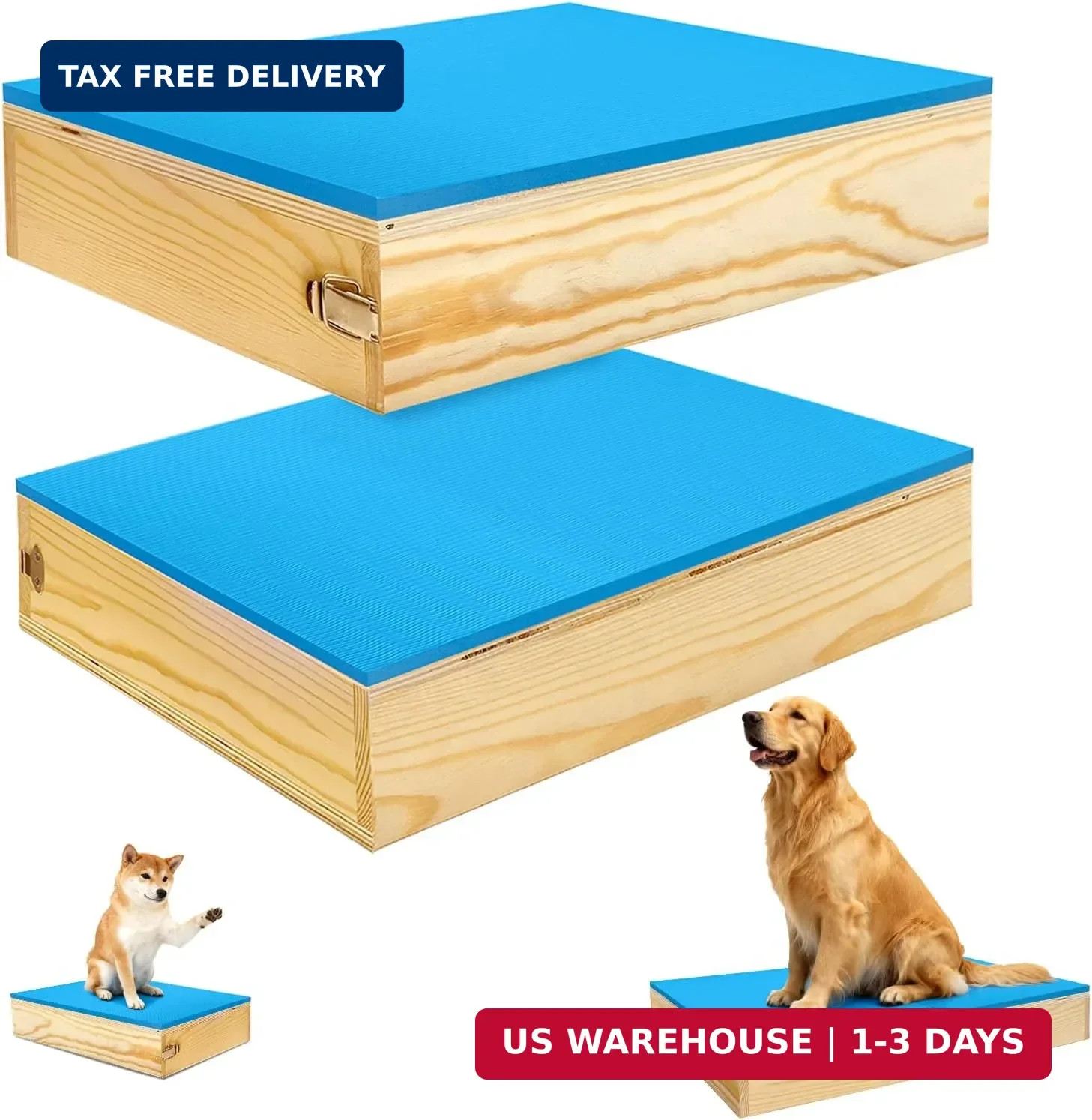 2 PCS Connectable Wooden Dog Training Platform Non-Skid Dog Place Boards with Fo