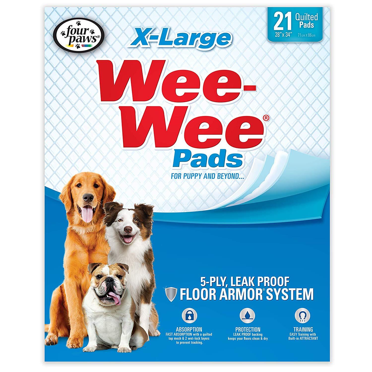 Four Paws Wee-Wee Pads 21 pack Extra Large White 28″ x 34″ x 0.1