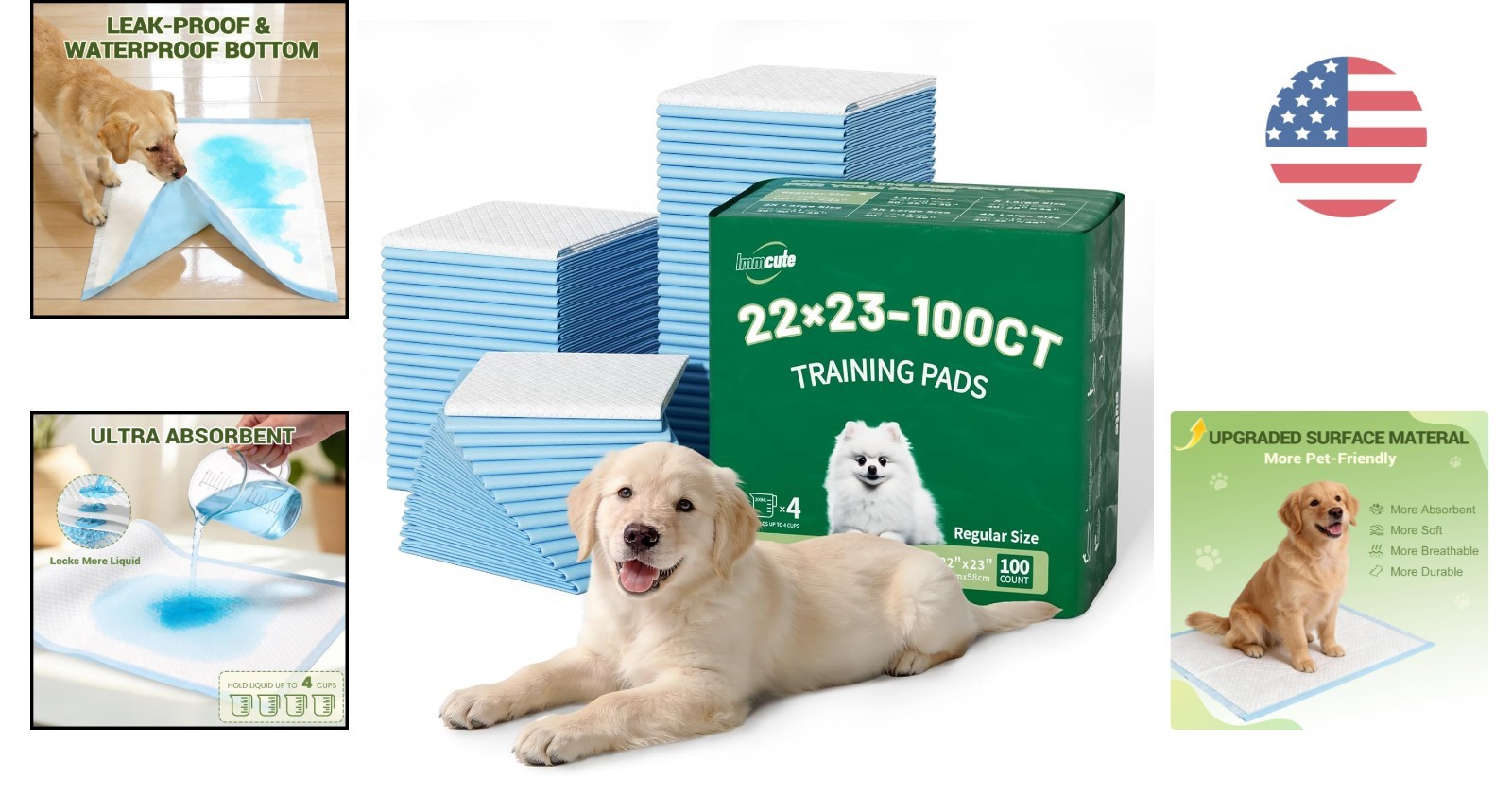 Instant Absorb 100 Count Puppy Pads – Ultra-Soft & Durable for Crate Use