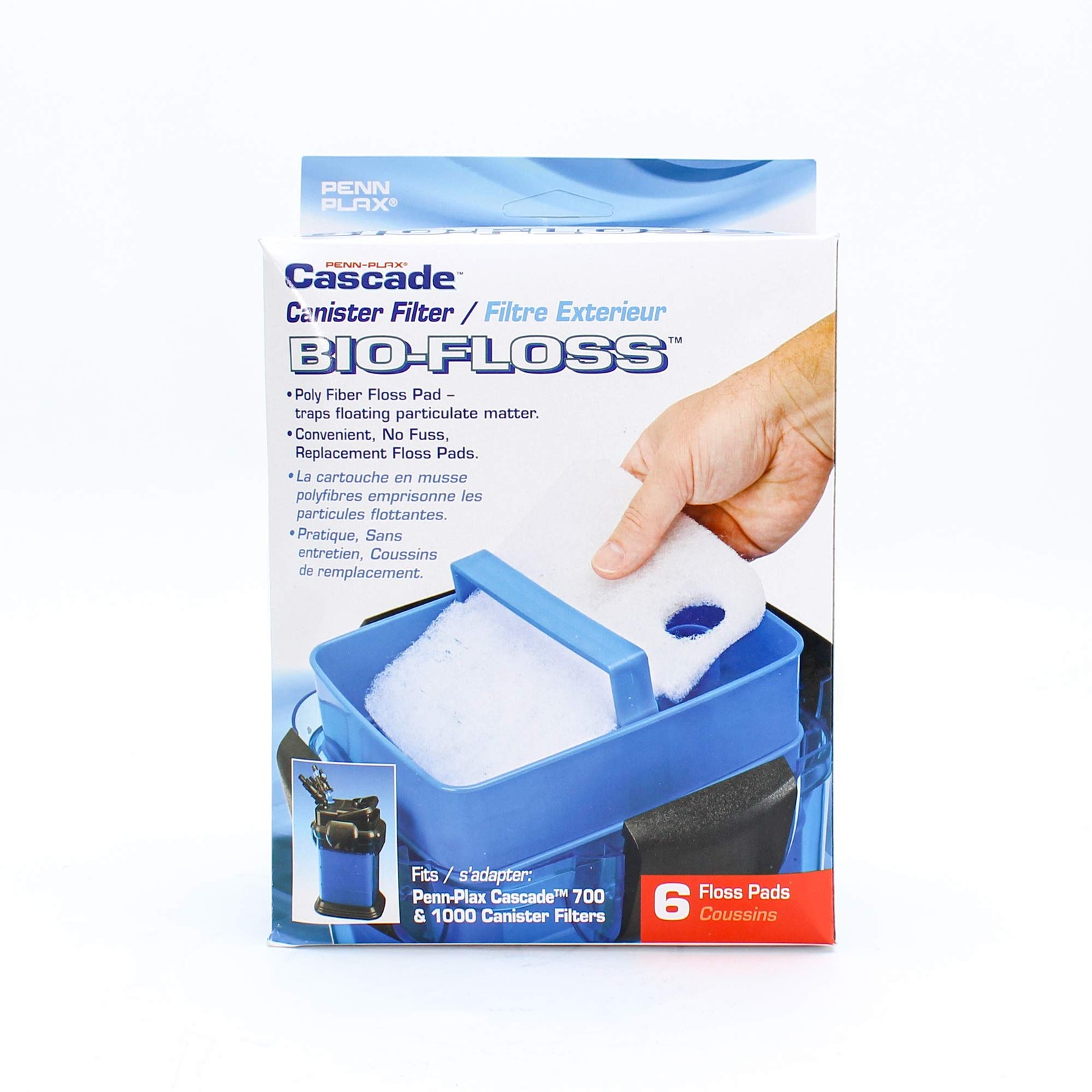 Penn-Plax Cascade 6 Pack Bio-Floss Replacement | Poly Fiber Floss 6pk, White