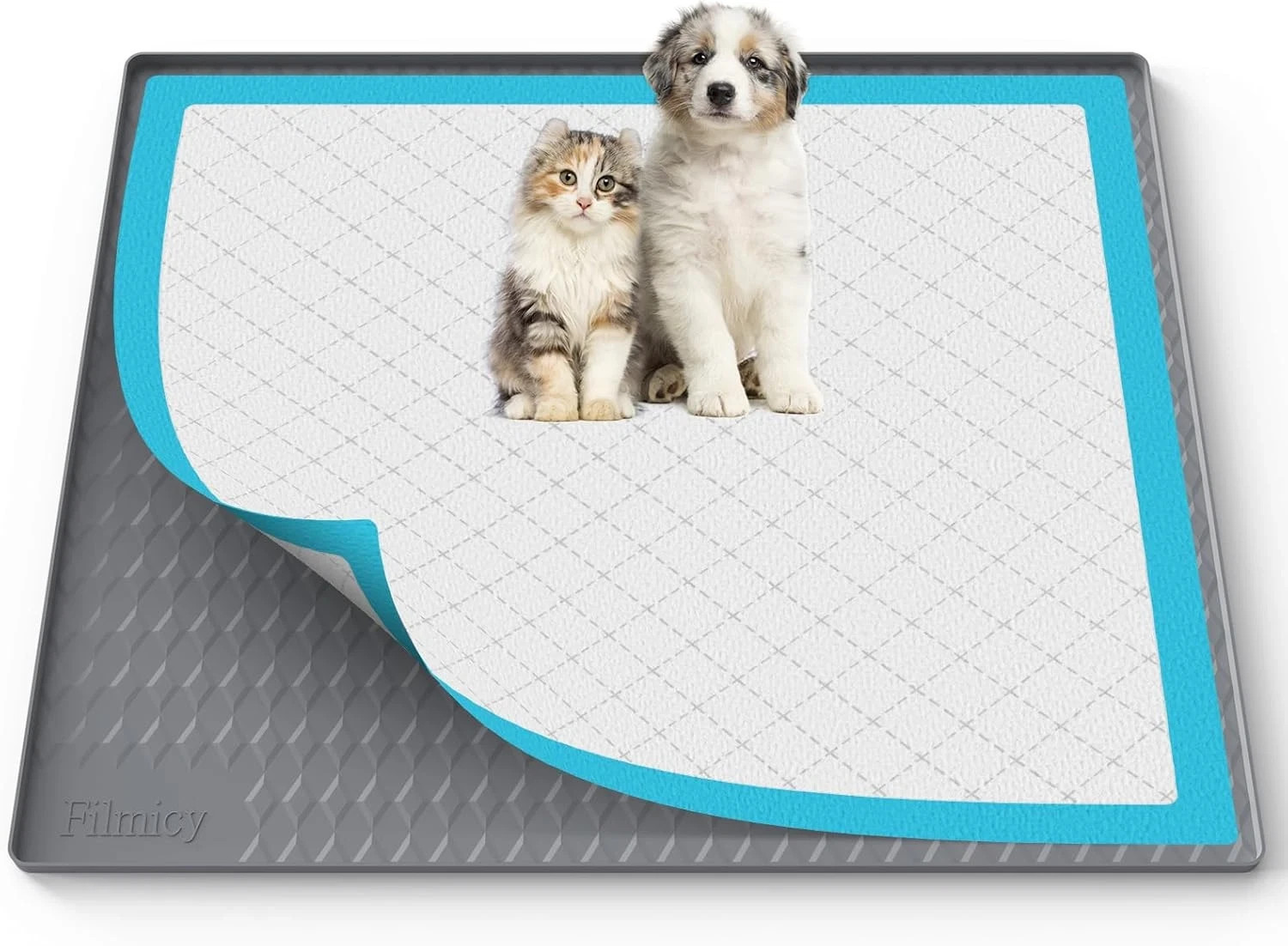 Pee Pad Holder for Dogs,Silicone Dog Puppy Pad Holder, 34 x 28 No Spill Raised L