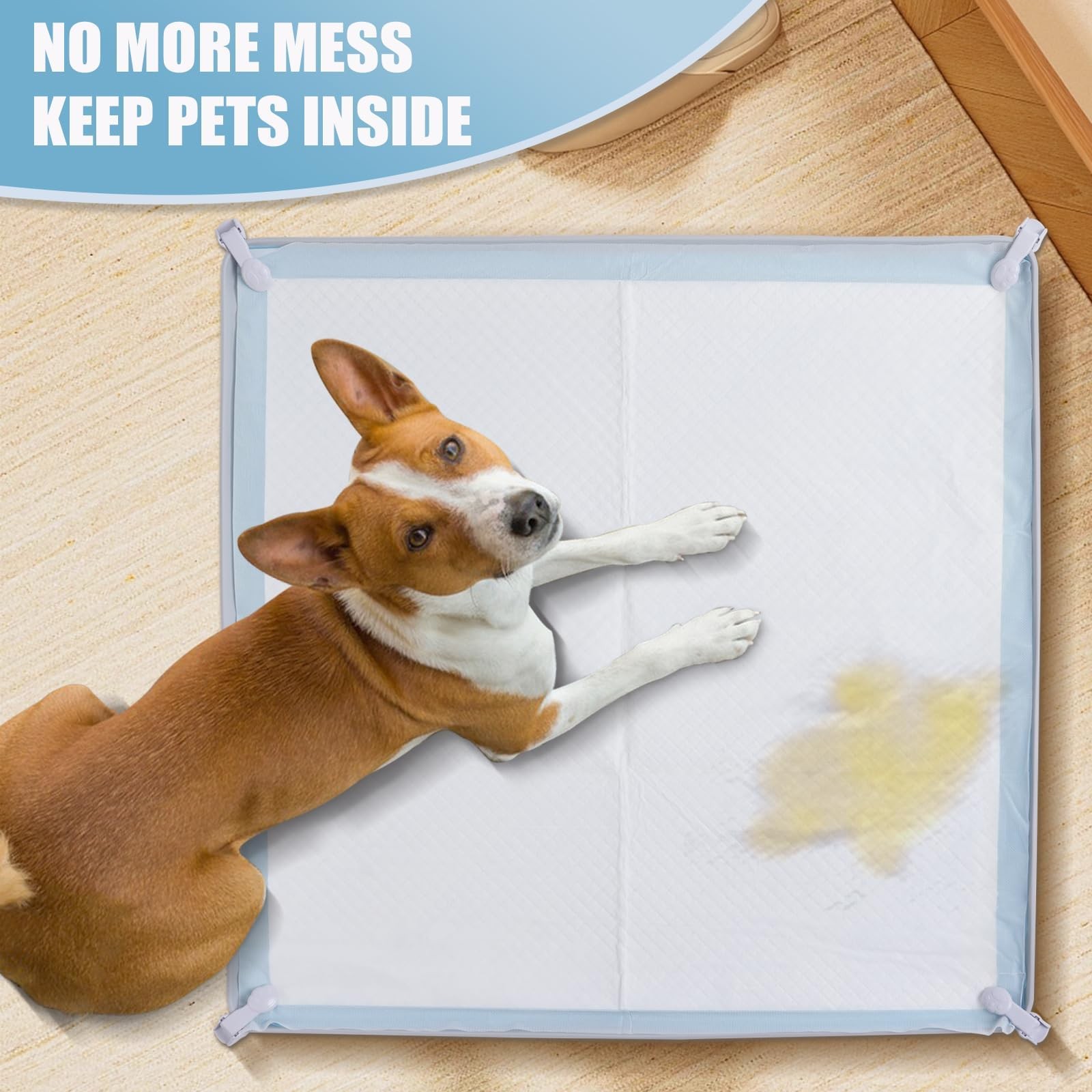 Pee Pad Holder, Fits Up to 24″ x 24″ Training Pads, Silicone Non-Slip Dog Pot…