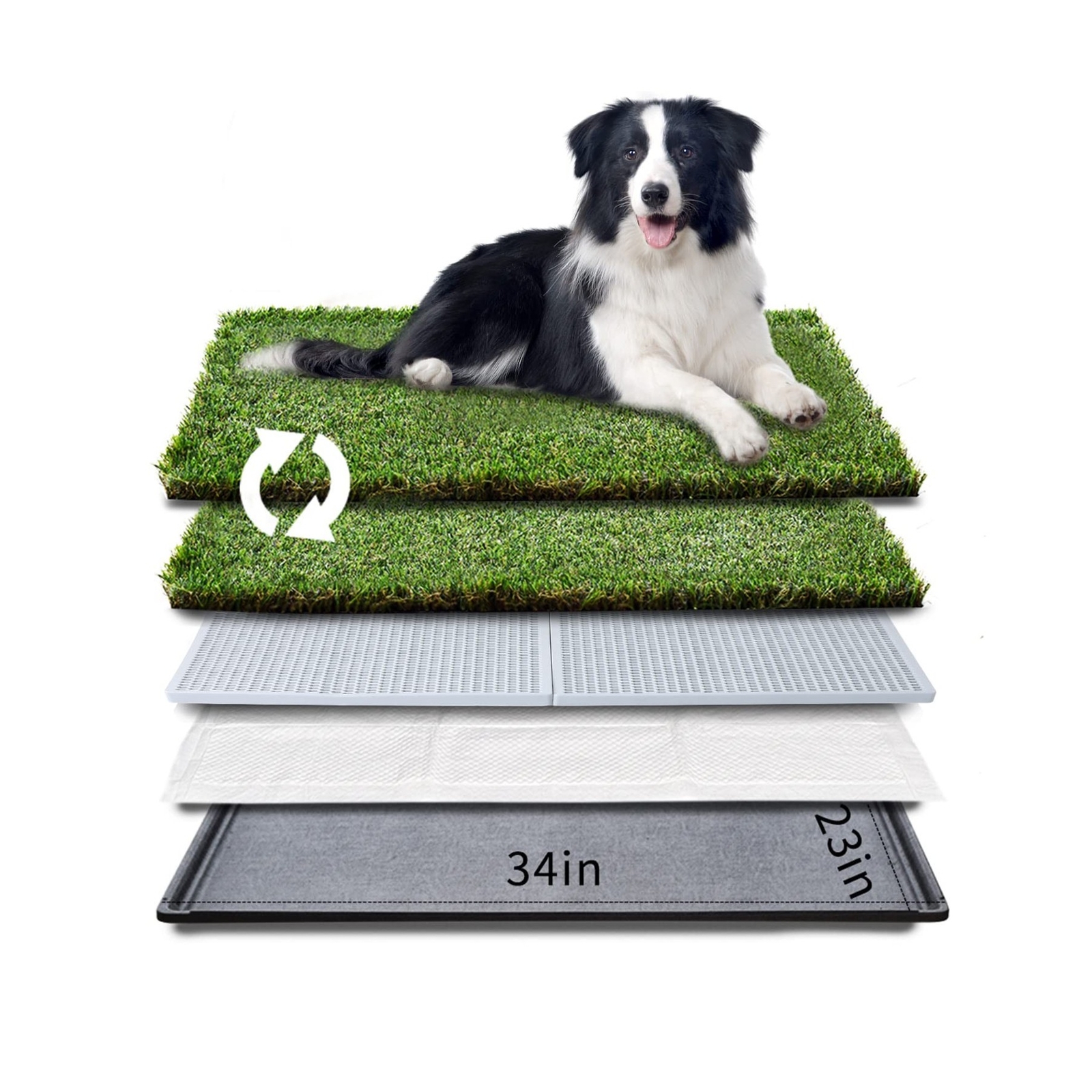 HQ4us Dog Grass pad with Tray Large Dog Litter Box Toilet 34”×23”, 2×Artifici…