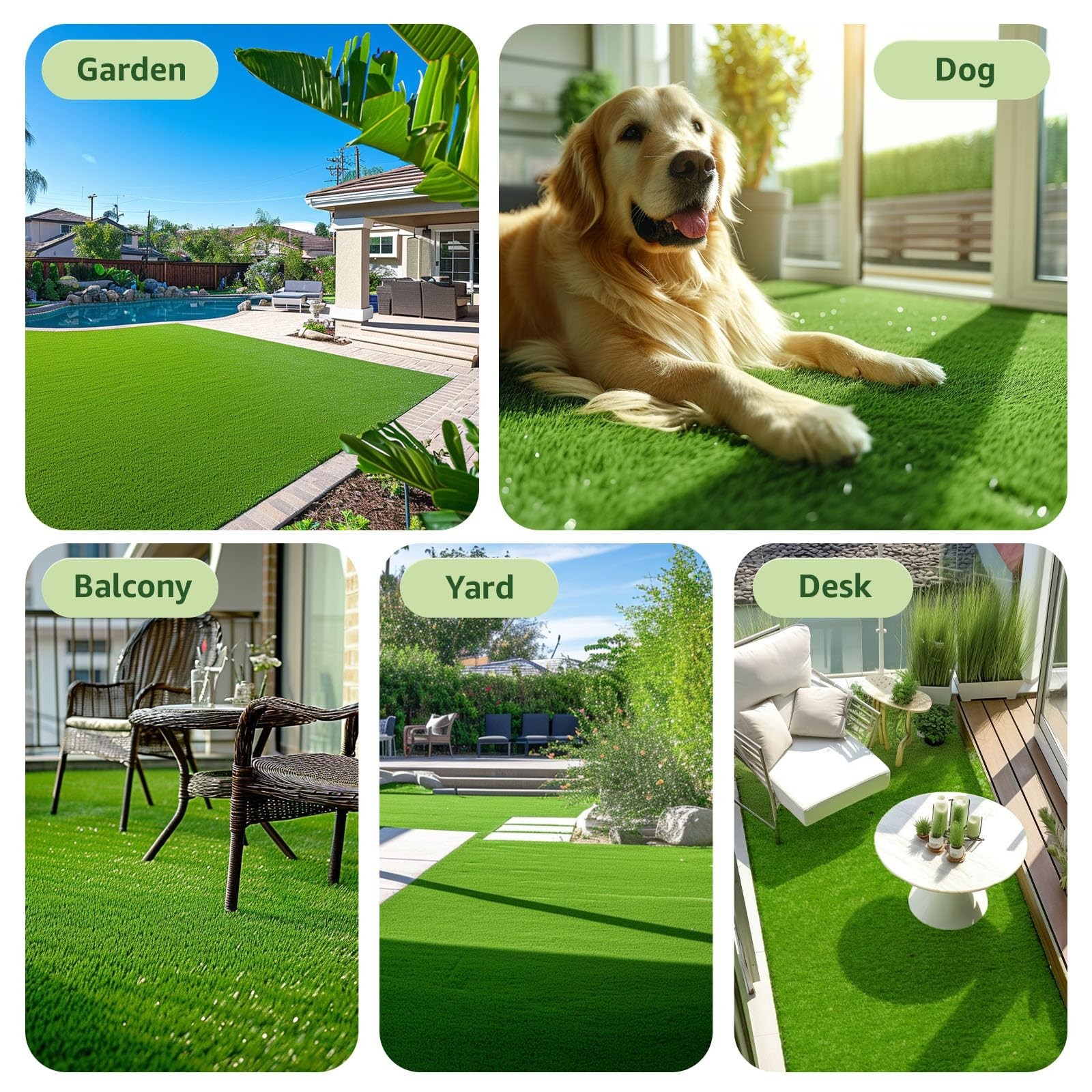 Synthetic Artificial Grass Turf Roll for Dogs, Drainage Holes, 4×6 ft Garden Pat