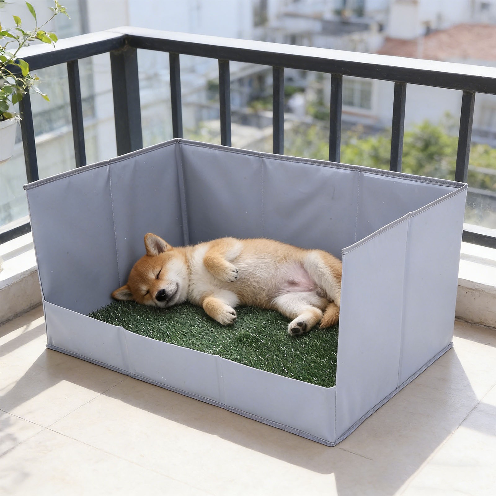 Dog Grass Pad With Tray Easy Cleaning Artificial Grass Foldable Dog Litter ZCFA