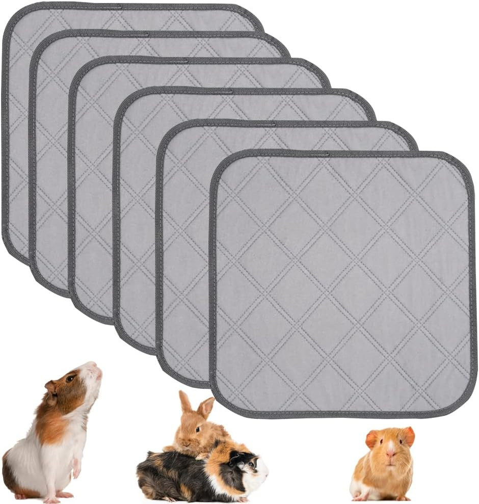 6 Pack Guinea Pig Cage Liners Washable Pee Pads Training Pads, Reusable Pee Pads