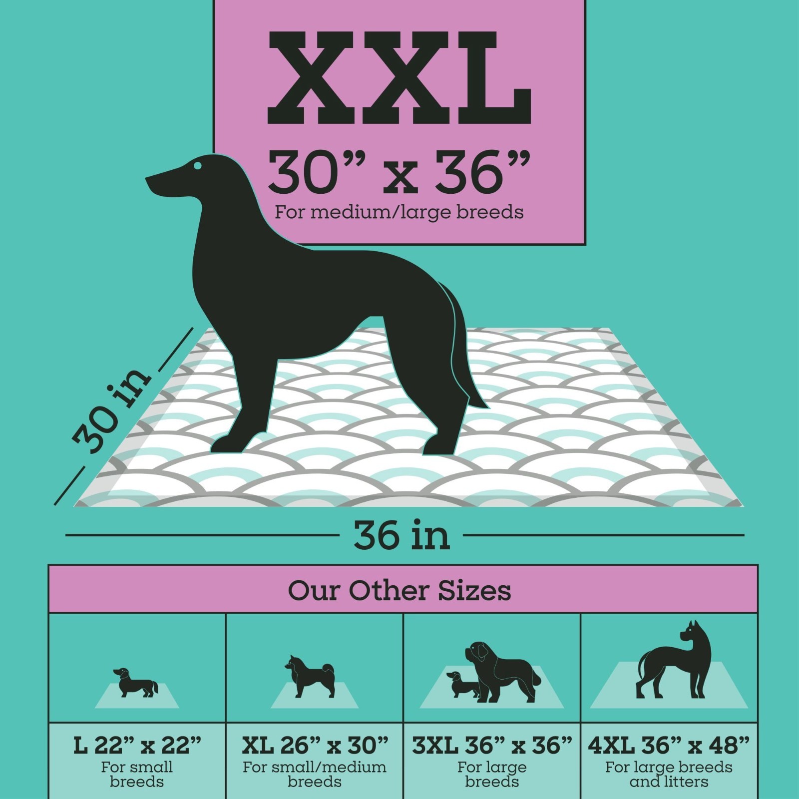 Smart Print Dog Pads XXL 30×36 Inches 30 Count Super Absorbent Odor Control