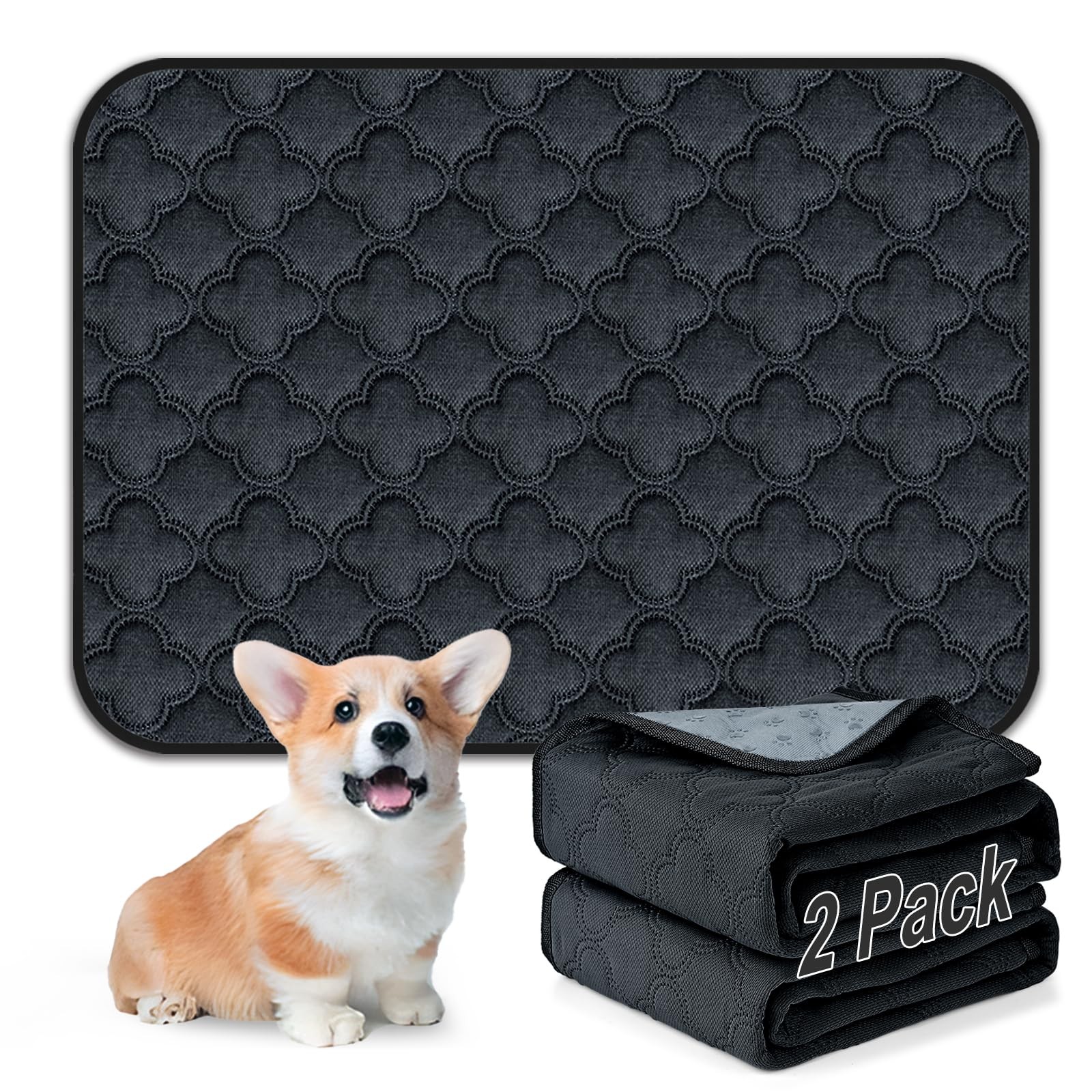 FunFurry Washable Pee Pads for Dogs – 2 Pack 18″ X 24″ – 2 Pack, Dark Grey