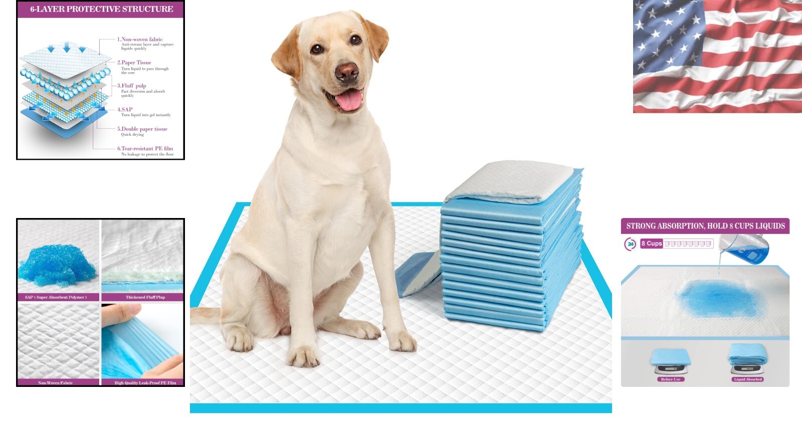 Ultimate Extra Large Dog Pee Pads 28″x30″ – 6-Layers for Maximum Absorption