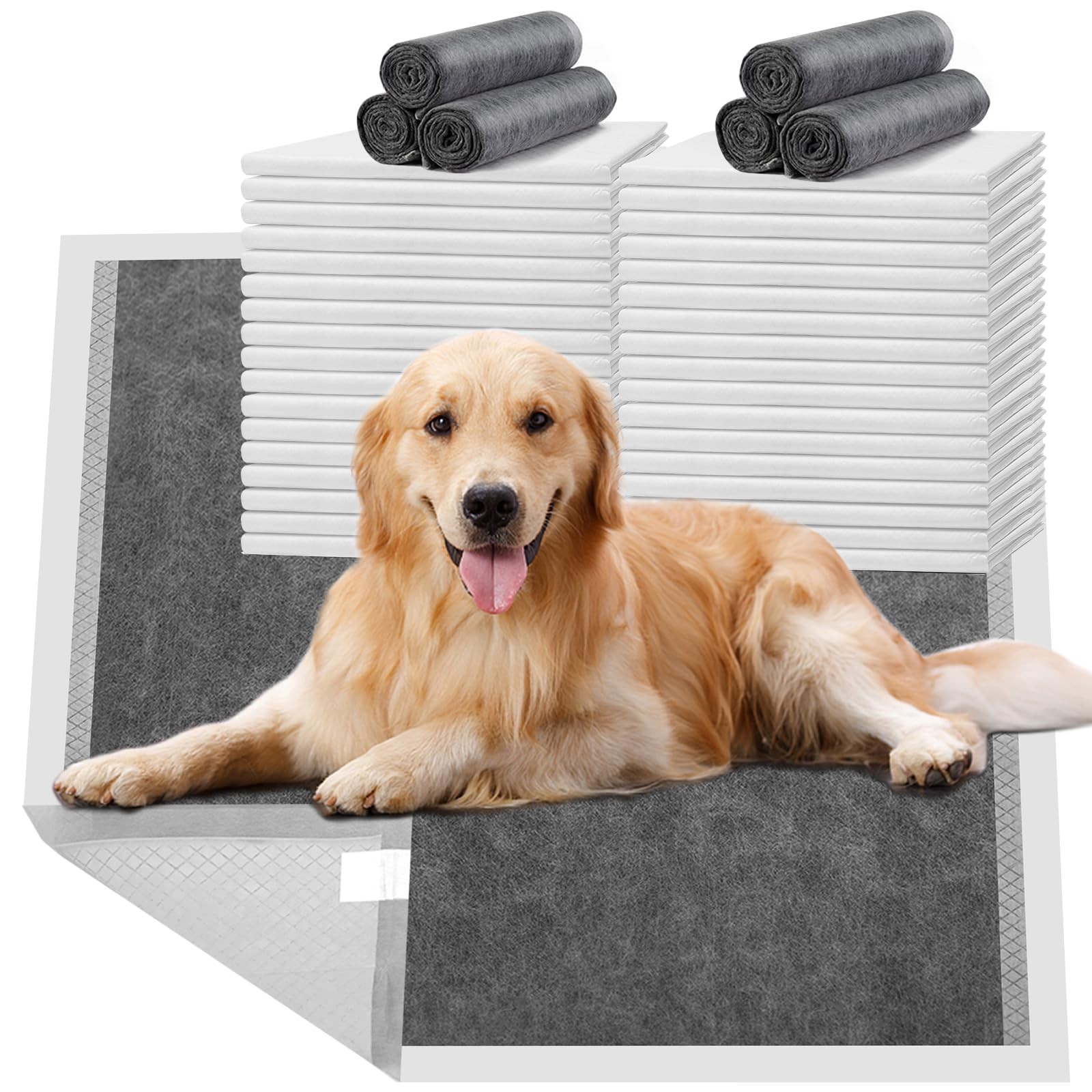 HIDOGGYLD Charcoal Puppy Pads with Adhesive Tape, Dog Pee Pads Extra Large 28…
