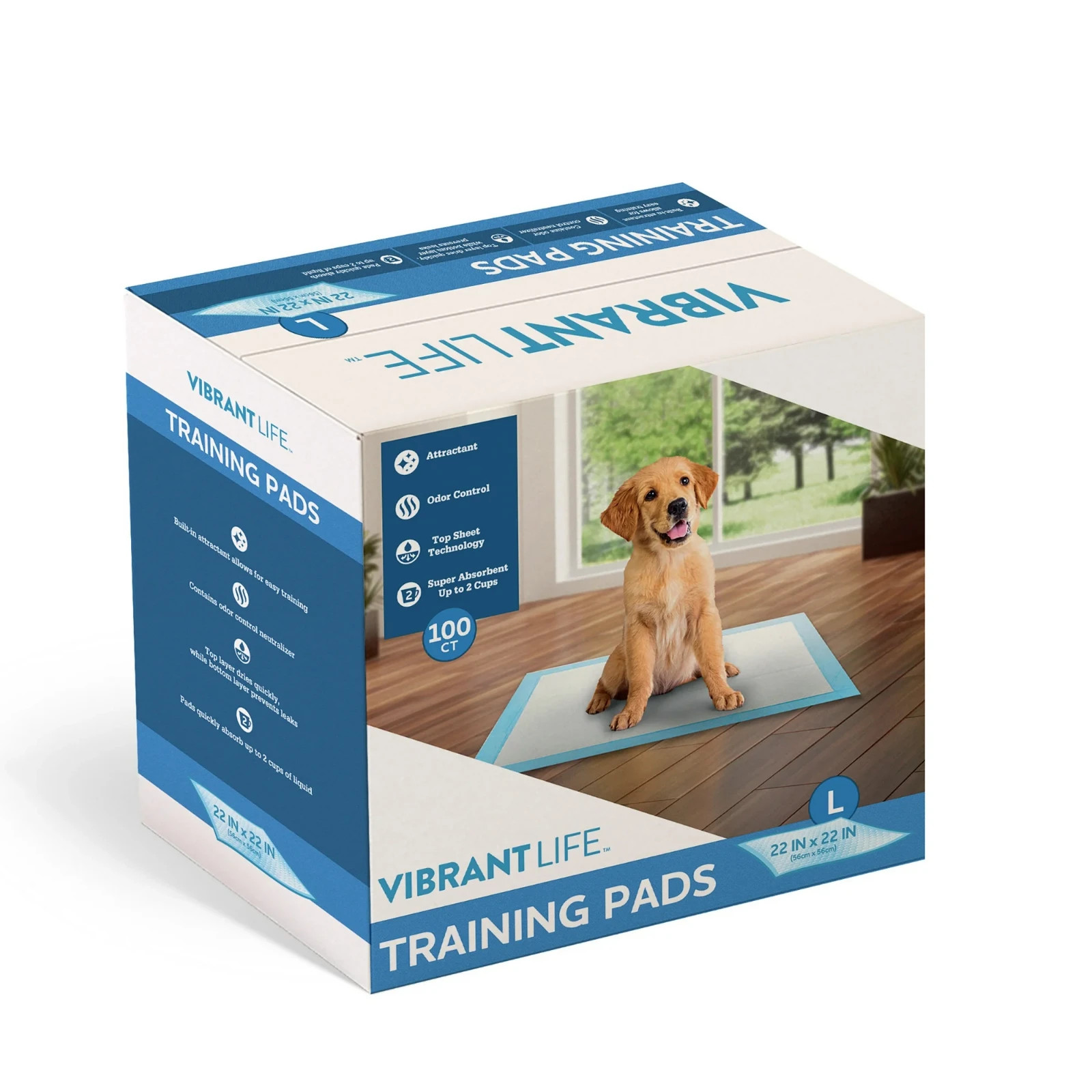 3P Vibrant Life Training Pads Super Absorbent, Pee Pads 22 x22 in, 100 Ct