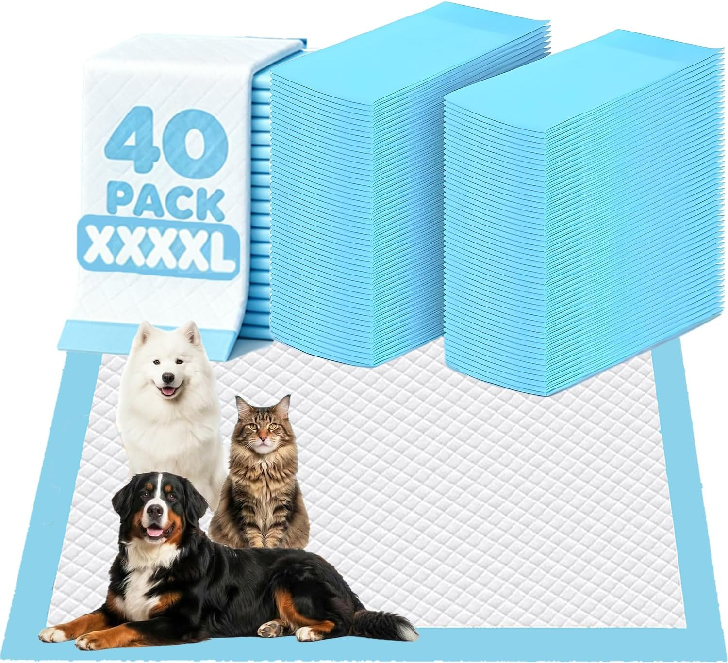 40 Count Extra Large Dog Pee Pads 31″ X 55″, 6-Layer Soft Highly Absorbent Puppy
