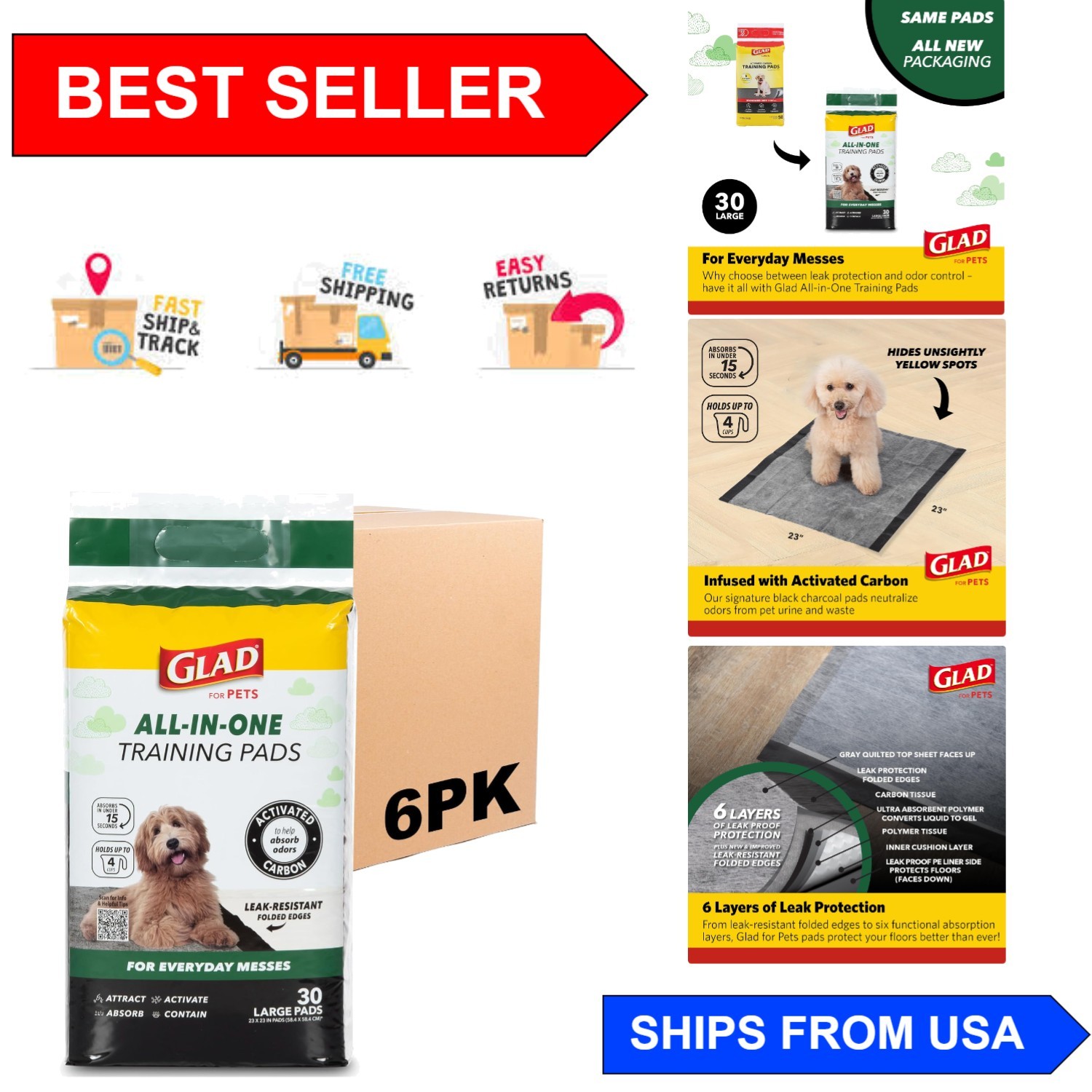 Puppy Training Made Easy: 30 Super Absorbent Charcoal Pads for All Life Stages