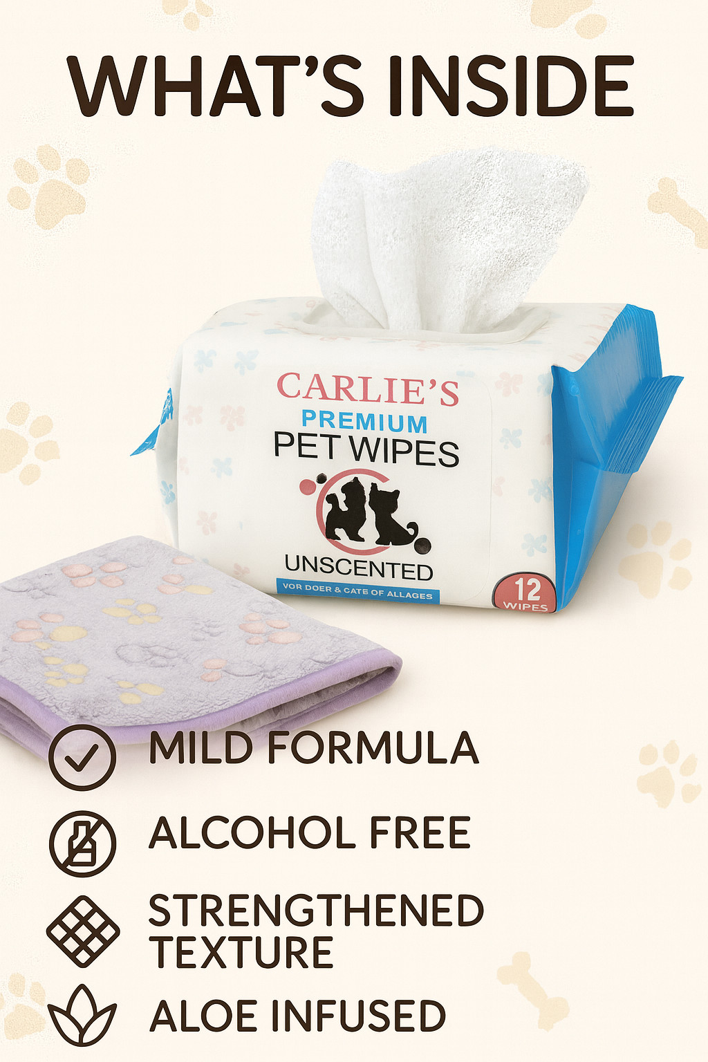 Puppy Dog Crate Training Kit – 2 Washable Pee Pads 2 Soft Blankets 1 Pack Wipes
