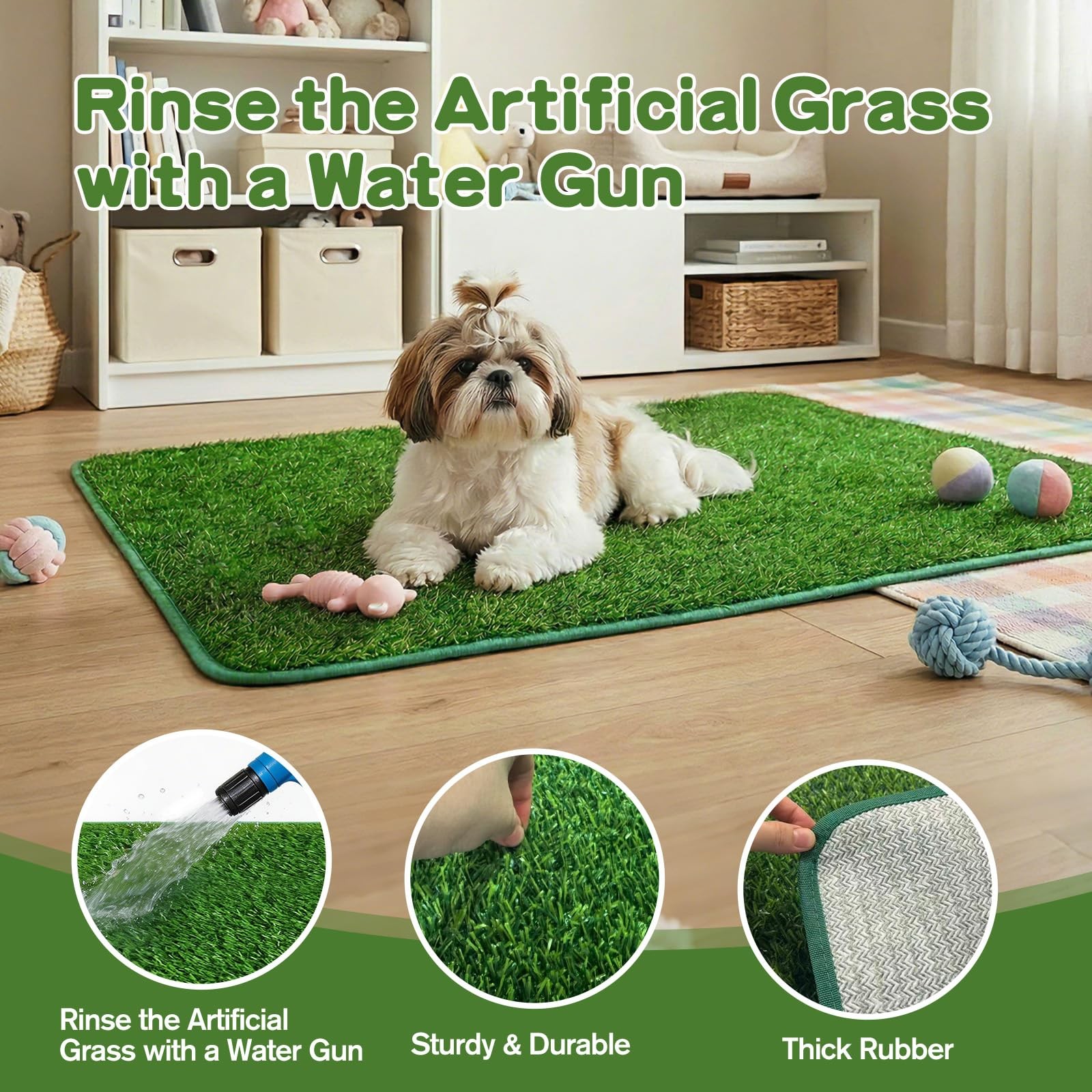 33.5″×23.6″×15.9″ High Walls Dog Potty Tray with Artificial Grass, Foldable D…