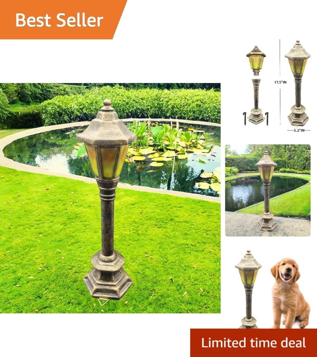 Charming Gold Dog Street Light Figurine – Ideal for Garden Decor and Training