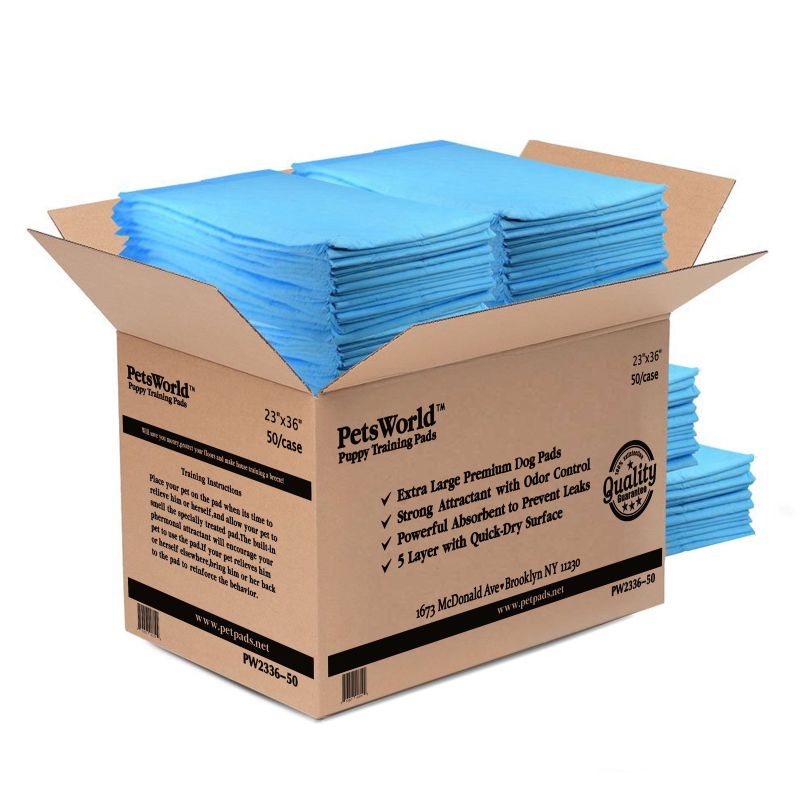 PetsWorld 23×36 Extremely Strong Puppy Training Pads 50 Count