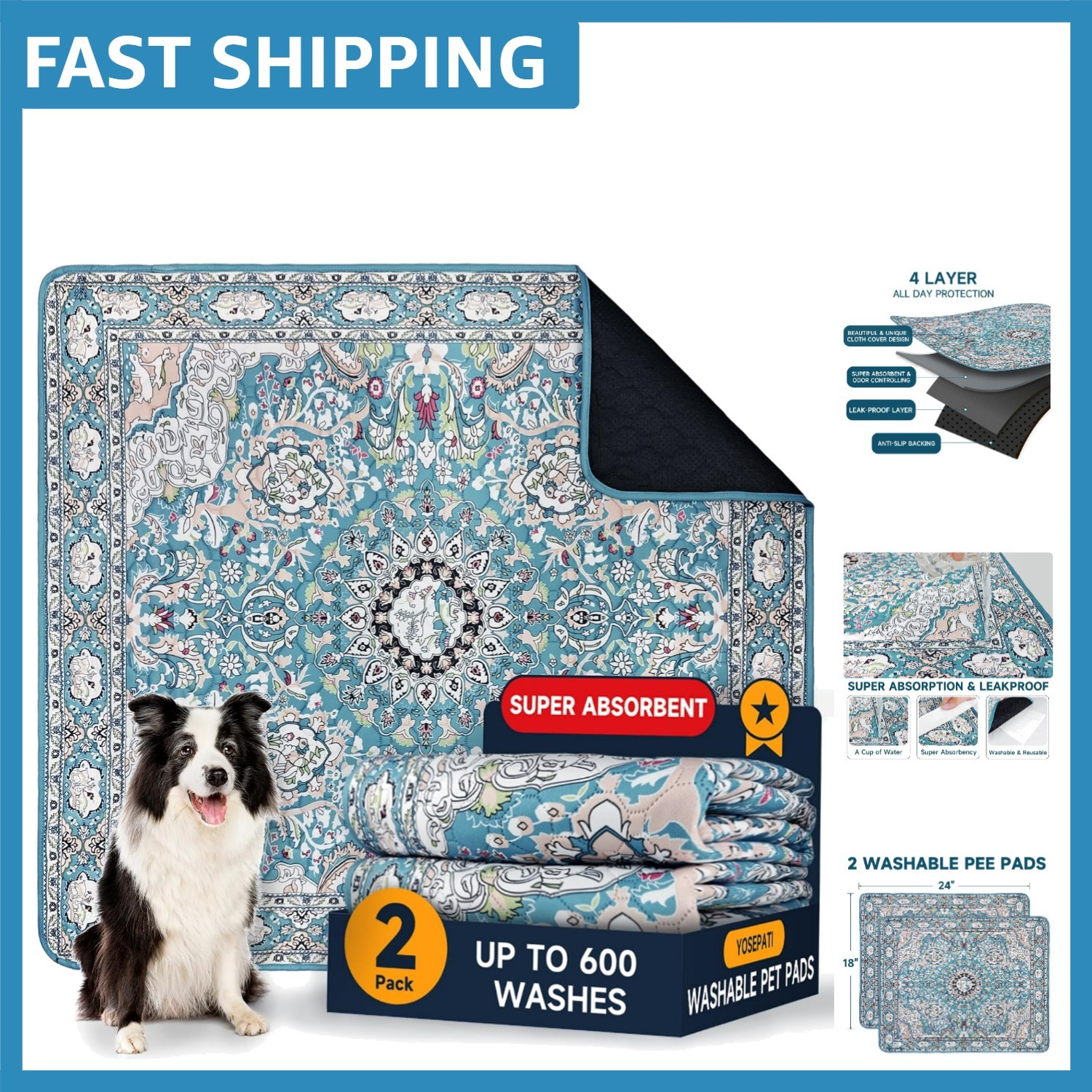 2026 Upgraded Reusable Dog Training Pads – Waterproof & Eco-Friendly, 2-Pack