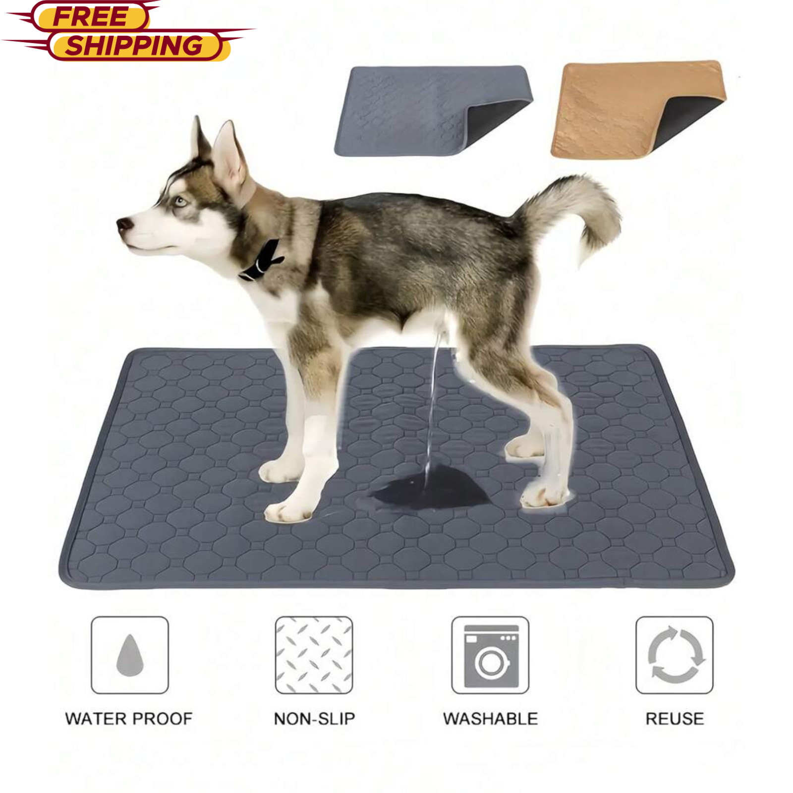 Washable Pee Pad For Dogs Pappy 4-Layer Reusable Water Absorbent Pet Pee Mat