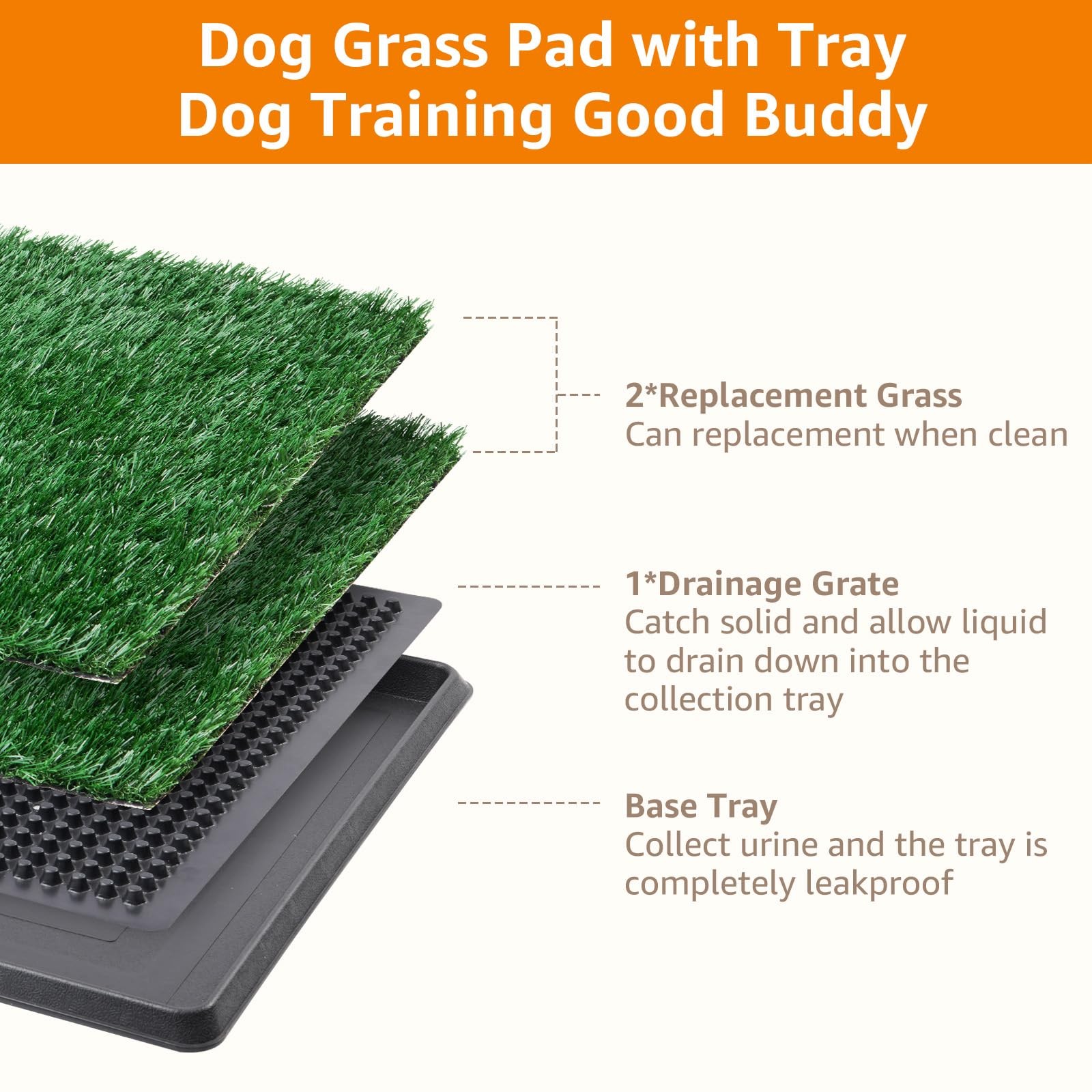 LOOBANI Dog Grass Pad with Tray – Litter Box Potty 16*20inch, Green