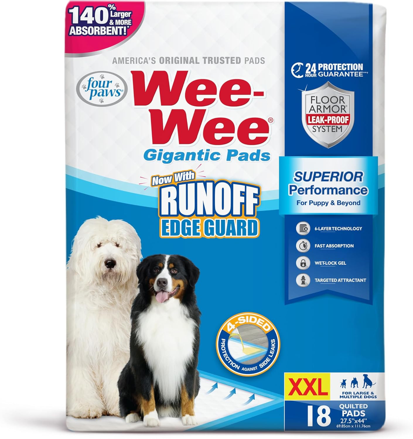 Wee-Wee Pee Pads for Dogs and Puppies L Gigantic, XL, Standard & Litt