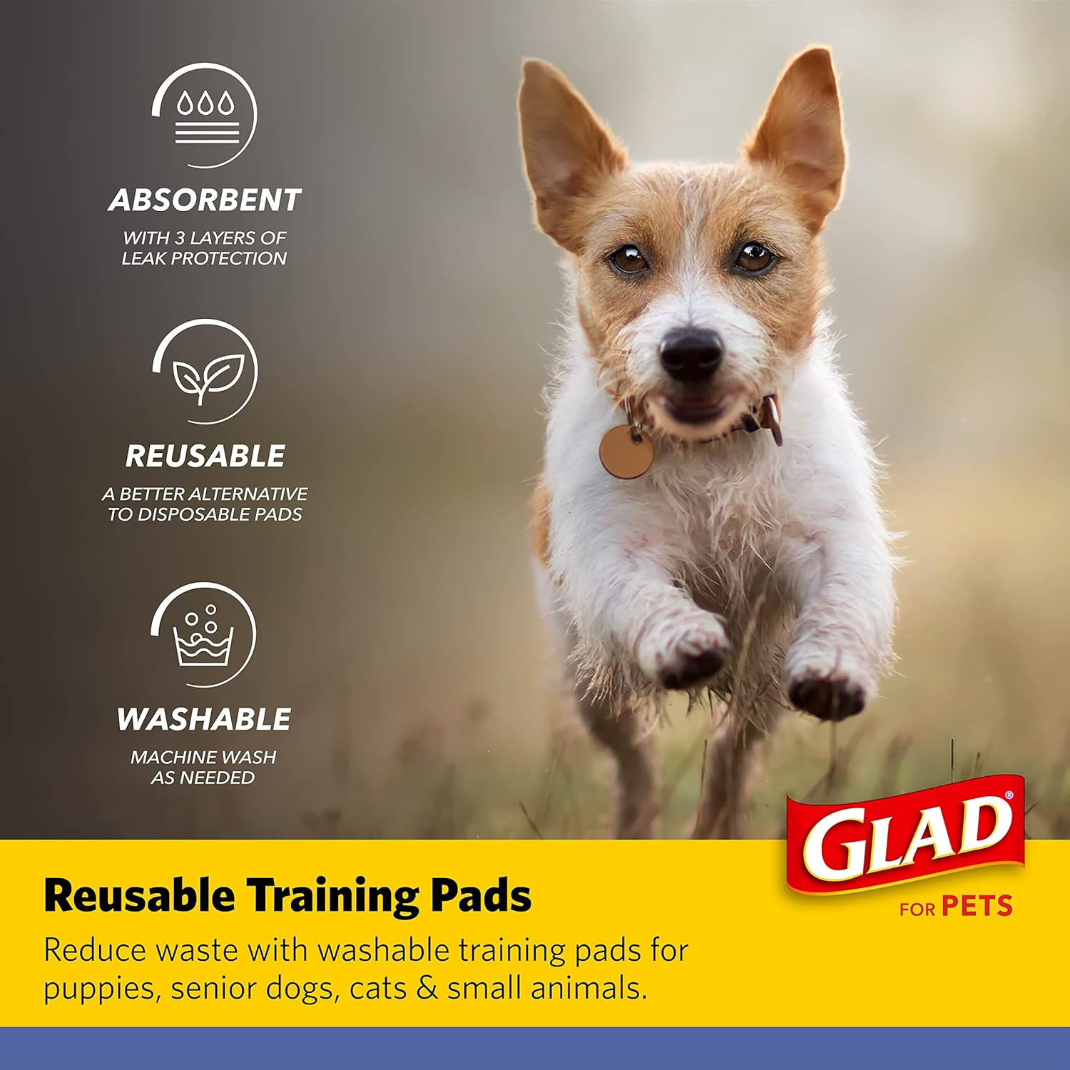 for Pets Reusable Dog Pee Pads, Gray with Paw Prints – Washable Potty Pads for D
