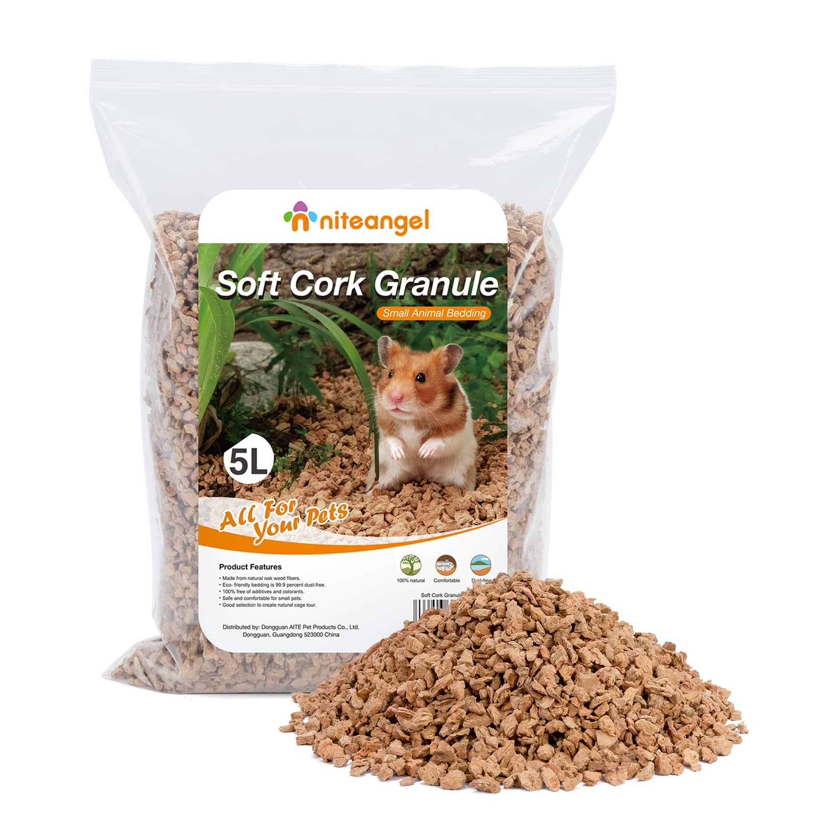Niteangel Natural Coco/Cork Hamster Bedding Pet Litter for Dwarf Syrian 5L