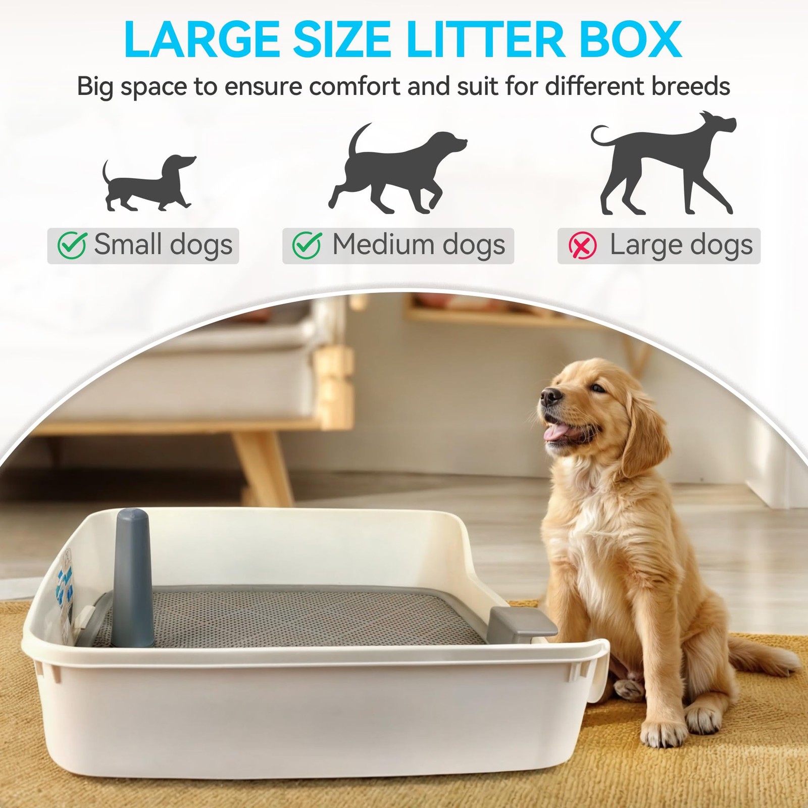 Dog Pee Pad Holder with Removable Post, 23.6″ Indoor Dog Potty Training Tray,…
