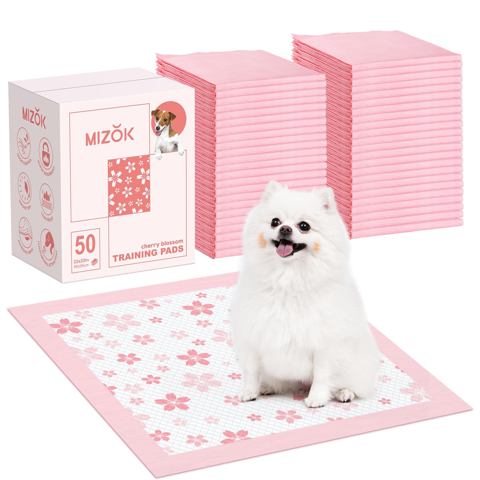 Puppy Pads Pink 22x22in, Quick-Dry Puppy Training Pads with Pheromone Attract…