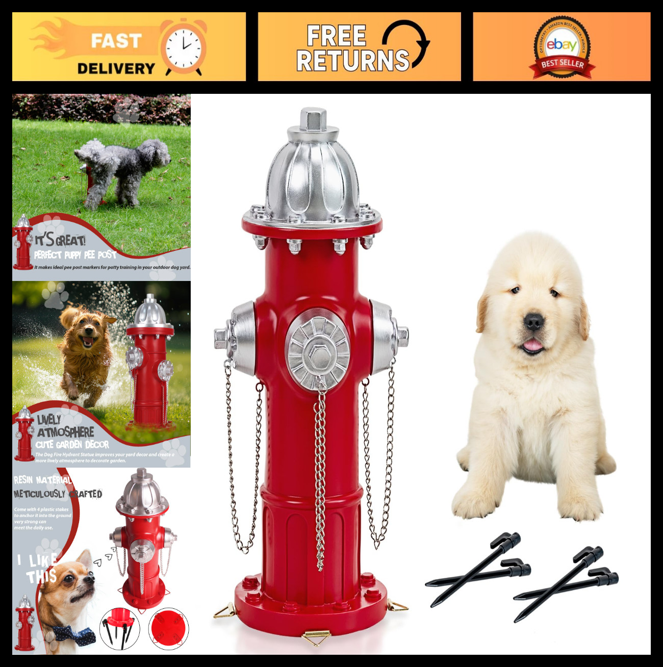 Fire Hydrant Pee Post for Dogs – Puppy Training Statue, Indoor Outdoor Yard Deco