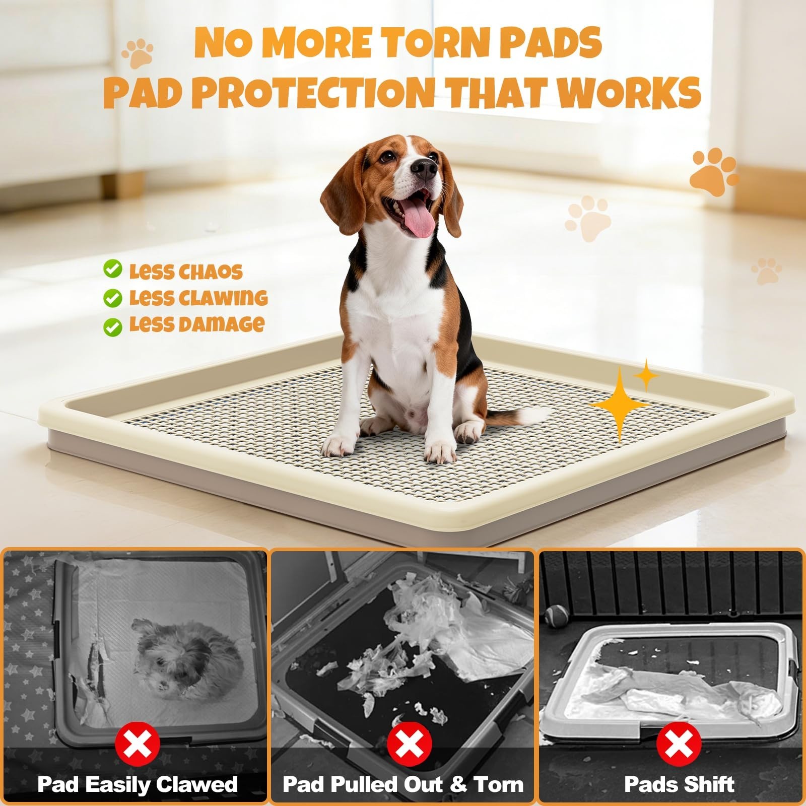 Dog Potty Tray for Small/Medium Dogs – Two-Layer Mesh Pee Pad Holder, Easy-Clean