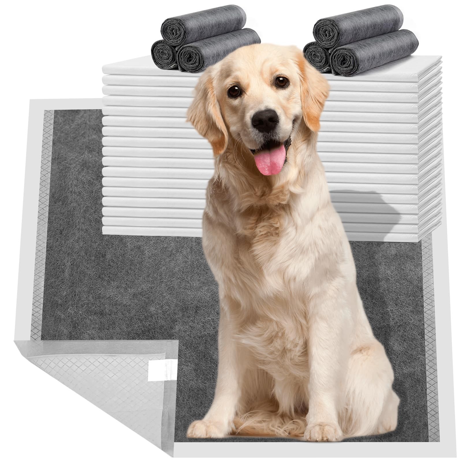 Charcoal Dog Pee Pads Extra Large 28″ x 34″, Puppy Pee Pads 40 Count, Potty P…