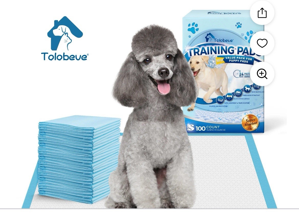 Tolobeve Training Pads, Dog & Puppy Pads,S, 13X18 In,100 Count,Disposable Dog Pe