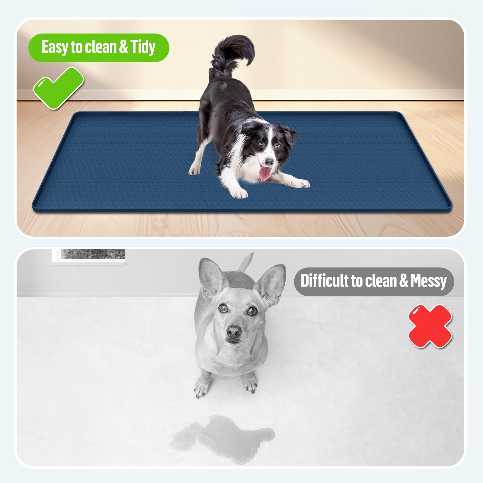 Pee Pad Holder for Dogs 51”x25.6” Silicone Puppy Pee Pad Tray, Blue | Extra…
