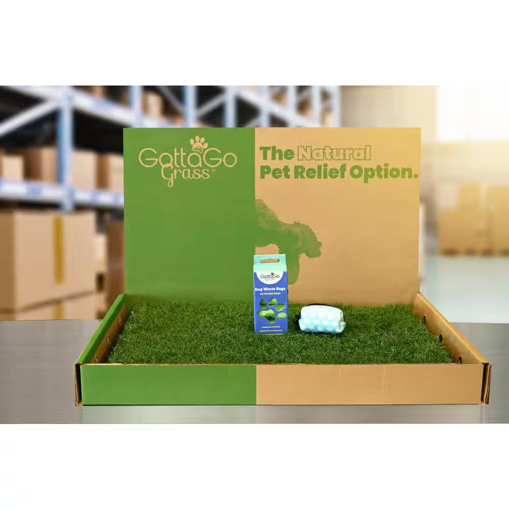 Gotta Go Grass Potty Pad with Tray + Waste Bags + Waste Bag Dispenser