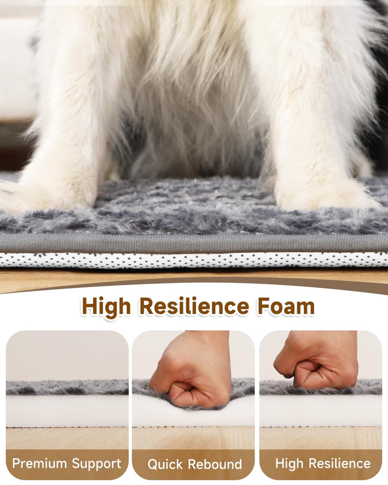 XL Dog Bed for Crate High Resilience Foam Crate Pad Mat for Large Dogs Washab…