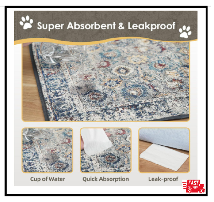 Washable Pee Pad for Dogs Reusable Puppy Pads Waterproof Dog Rugs Super