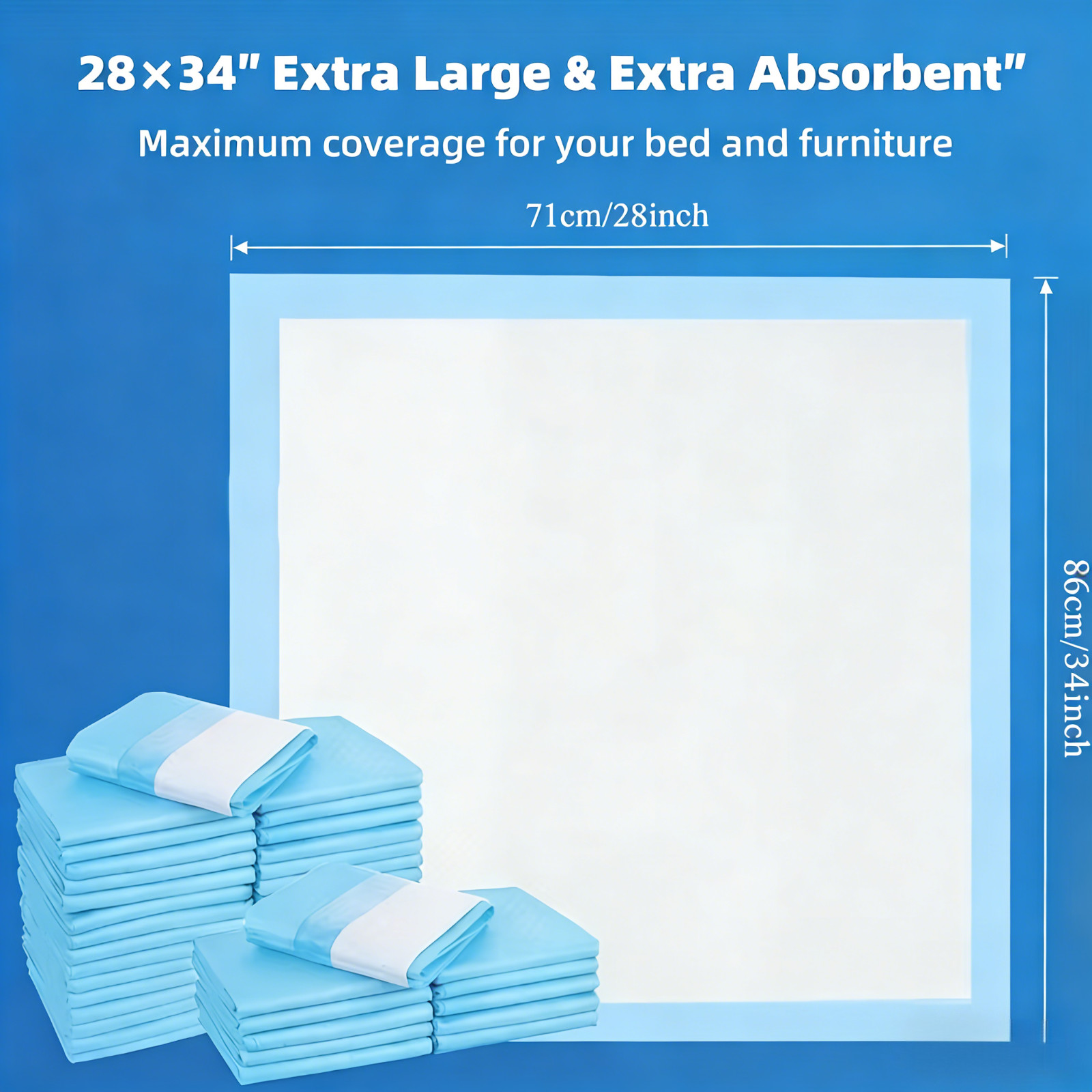 100 Pieces Extra-Large Dog Pee Pads, Pet Training Pads, 28×36 Inches