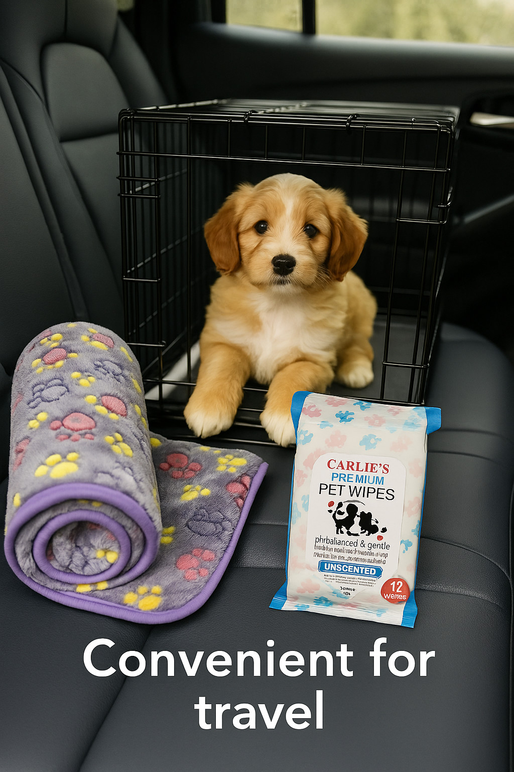 Puppy Dog Crate Training Kit – 2 Washable Pee Pads 2 Soft Blankets 1 Pack Wipes