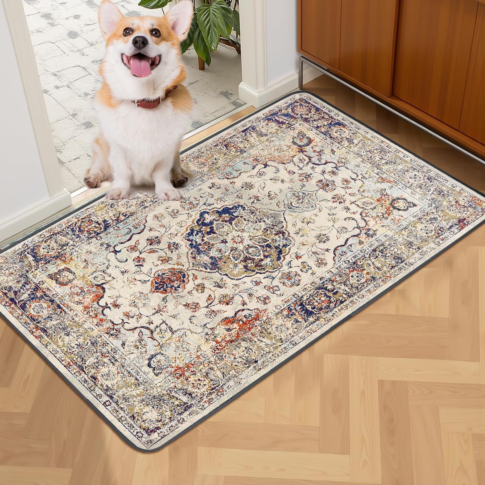 SCLOSE Washable Pee Pads for Dogs 2 36″ X 24″ (2 Pack), Vintage Medallion