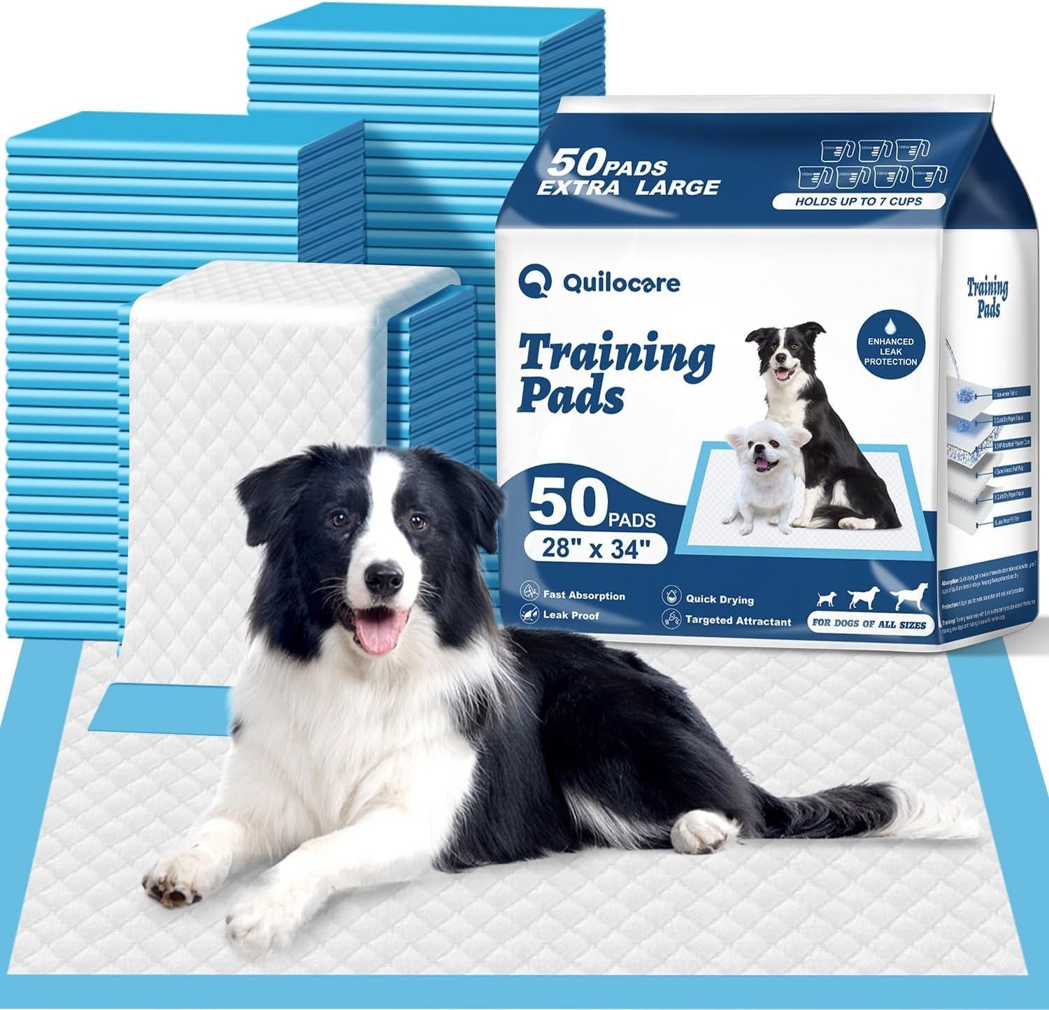 50 Count 28” x 34” XL Disposable Dog Pee Pads, Super Absorbent Leakproof Quic…