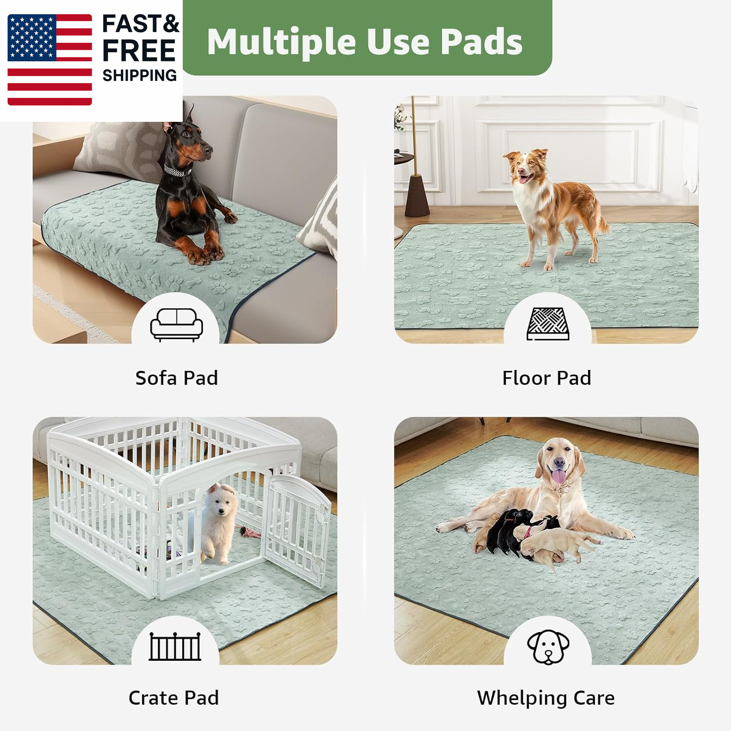 Washable Pee Pads for Dogs: 2 Pack Super Absorbent Reusable Puppy Pads, Leakpr
